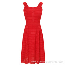 Sling Red Clothes Cotton Blends Summer Dress